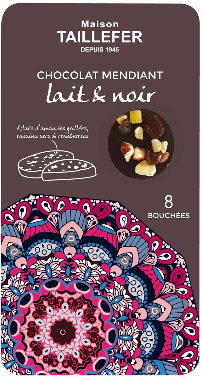 Zartbitter- und Milchschokolade-Bouchées mit Trocken- und kandierte Früchten